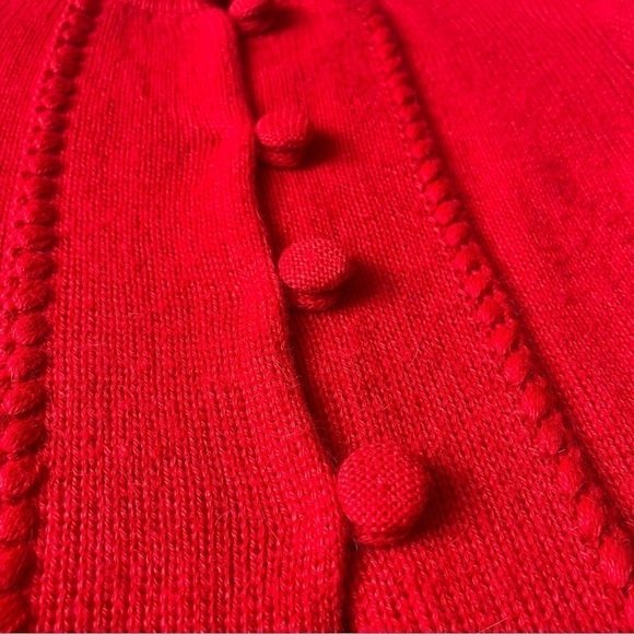 Manos Andinas Baby Alpaca Red Cardigan Sweater Soft Mock Neck Pockets M - Picture 7 of 13